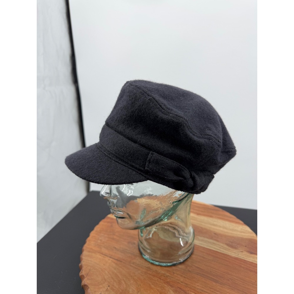 Four Buttons San Diego Hat Co Newsboy Cap Womens OS Black Wool Blend Cabbie Hat